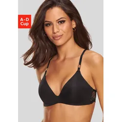 Push-up-BH LASCANA "Eleonora", Damen, Gr. 85, Cup D, schwarz, Microtouch, Obermaterial: 60% Polyamid, 35% Polyester, 5% Elasthan, BHs Push-up-BH, ohne Bügel mit verschiedenen Tragevarianten, Dessous