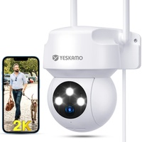 YESKAMO 2K Kamera Überwachung Aussen 360° Überwachungskamera Aussen WLAN Farbiger Nachtsicht IP Kamera Outdoor WiFi, IP66 Mensch Bewegungsmelder, Sirenenalarm 2-Wege-Audio, Kompatibel mit Alexa