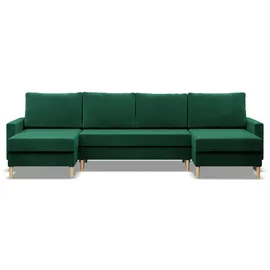 mebligo U-Ecksofa, Grün, 294x140cm - Grün