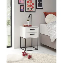 Nachtkommode SCHLAFKONTOR "Suna Kommode, Nachttisch, Nachtschrank", weiß, B:40cm H:65cm T:38,5cm, Melamin, Sideboards, auf Metallgestell