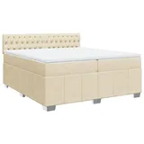 vidaXL Boxspringbett mit Matratze Creme 200x200 cm Stoff