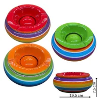 Riyashop Wind Aschenbecher STRIPE Tischachenbecher Ascher Deckel Bunt Streifen Porzellan (Grün)
