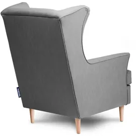 Konsimo Ohrensessel Stralis Webstoff 82 x 108 x 80 cm Grau mit Kissen