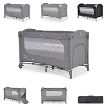 Cangaroo Reisebett Skyglow 2 Ebenen Räder Matratze Seiteneingang Tasche Bremsen grau