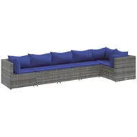 vidaXL 6-tlg Garten-Lounge-Set mit Kissen Grau Poly Rattan Modell 70