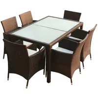 vidaXL Polyrattan Set 7-tlg. braun