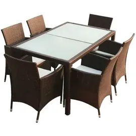 vidaXL Polyrattan Set 7-tlg. braun
