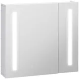 kleankin LED-Medizinschrank beleuchtet Spiegel verstellbares Regal USB-Anschluss Hängeschrank 70x65cm Weiß