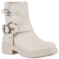 VAN HILL Damen Biker Boots in Beige