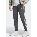 Adidas Essentials French Terry Tapered Cuff 3-Streifen Hose Dark Grey Heather / White S