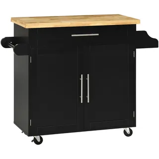 Homcom Küchenwagen Schwarz, Holzwerkstoff, 40x89x109 cm, Esszimmer, Servierwagen