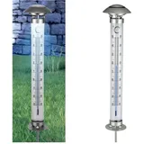 Hi Flamingo LED-Solar-Thermometer mit Dämmerungssensor 112 cm kaltweiß silber