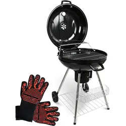 deluxe4home® BBQ Kugelgrill mit Ablage und Handschuhen