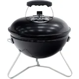 KEKAI Tahoe Tragbarer Holzkohlegrill, 37 x 37 x 44 cm, mit Transportsystem und Sicherheitsverriegelung, Edelstahl, schwarz emailliert, mit verstellbarem Gitter