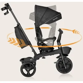 lionelo Dreirad mit Schubstange für Kinder ab 1,5 bis 5 Jahre, drehbarer Sitz, Magnesium-Rahmen, wartungsfreie Gummiräder, freies Rad, abnehmbares Vordach, 55 x 80 x 56 cm