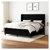 Lattenrost mit Matratze, Schwarz, 180 x 200 cm, Stoff, Plattformbett, mit Lattenhalter, einfache Montage, für Schlafzimmer, Erwachsene