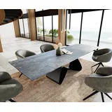 DeLife Esstisch Edge 200-300x100 Keramik Laminam®Nero Greco Anthrazit W-Gestell Schwarz ausziehbar, Esstische