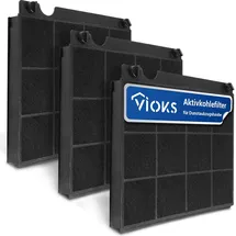 Vioks Aktivkohlefilter Set 3 x Alternativ Whirlpool 484000008575 für Model15 Dunstabzugshaube - Schwarz