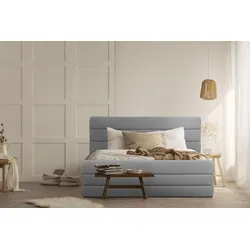 Polsterbett OTTO PRODUCTS "Merrit", grau (hellgrau), B:193cm H:124cm L:234cm, Struktur (70% recyceltes Polyester, 30% Polyester), Betten, Polsterbett Polsterbett ohne Bettkasten, Quernaht im Kopf- und Fußteil, in 5 Breiten, auch in 220 cm Länge