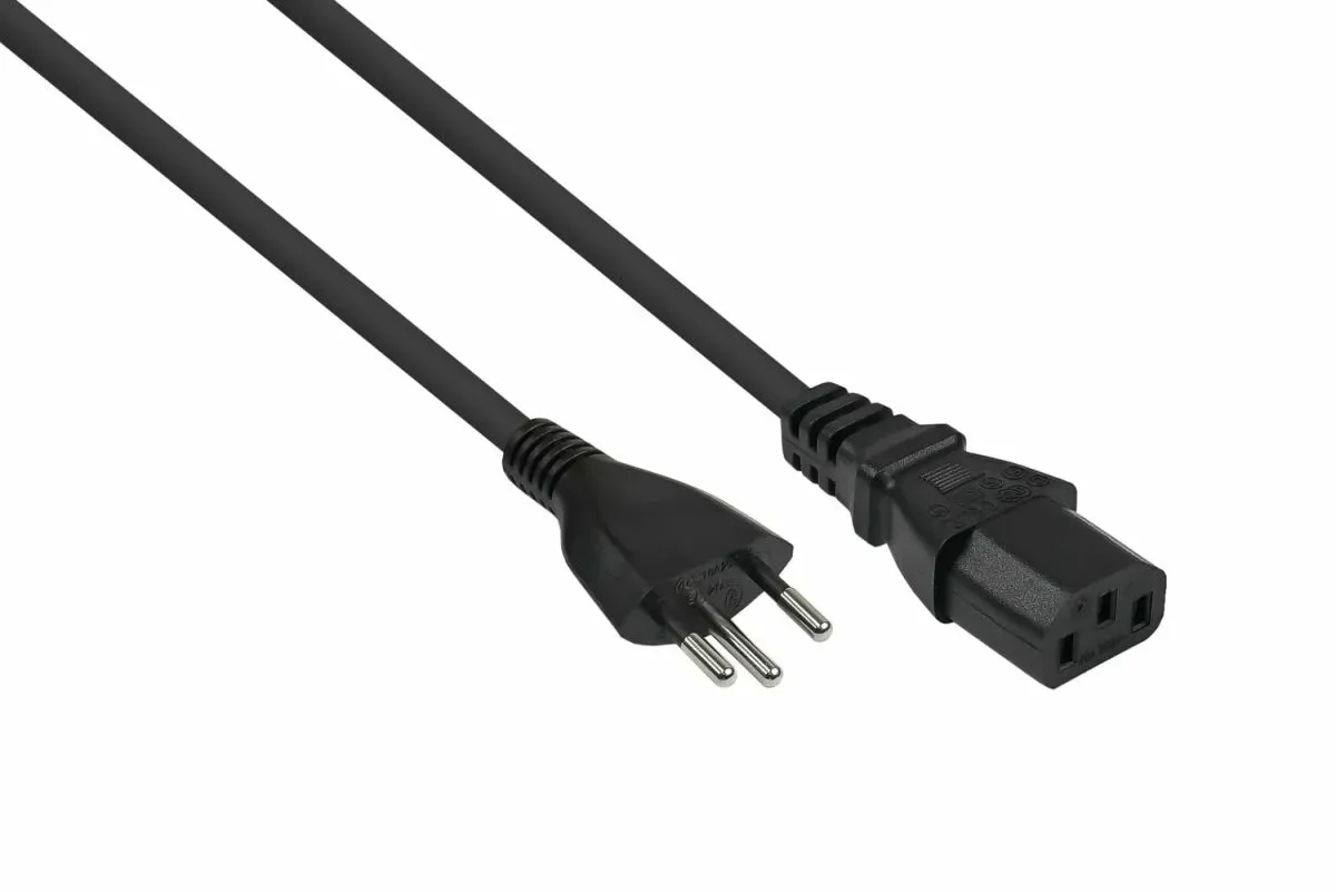 Kabelmeister Netzkabel Schweiz Netz-Stecker Typ J (SEV 1011) an Kaltgeräte-Buchse C13, schwarz, 0,75mm2, 1,8m