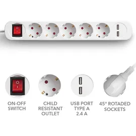 Trotec Steckdosenleiste PVH5 1,5 m Weiß 1 St.