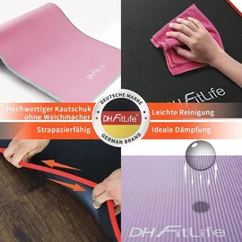 DH FitLife Trainingsmatte Fitnessmatte, Sportmatte 183*61*1 cm, Gymnastikmatte extra reißfest, Yogamatte rutschfest und dick, Workout Matte (Schwarz) - Schwarz