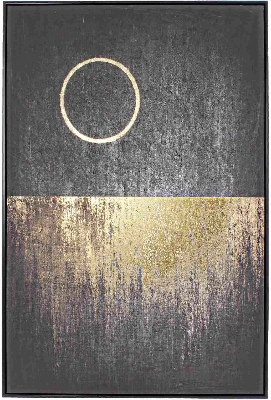 Bild Eclipse Leinwand mit MDF-Holzrahmen, modern, gold und dunkelgrau, 82x122 cm