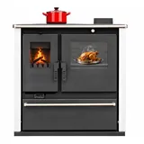Kaminofen ALAZ GP8M-PLUS INOX Weiß 8 kW, Kaminofen mit Backfach, Kamin Heizofen Dauerbrandofen Holzofen, Кaminholz Hüttenofen, Кaminfeuer - Weiß