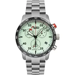 Zeppelin Herrenuhr Eurofighter 7298M5 - Beiges,nachts leuchtendes Ziffernblatt mit schwarzen Zahlen/Indices,silber - 43mm