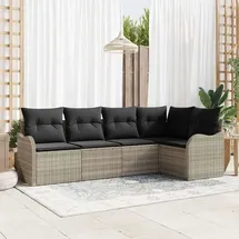 vidaXL Garten-Lounge-Set 5-tlg. hellgrau Polyrattan