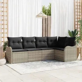 vidaXL Garten-Lounge-Set 5-tlg. hellgrau Polyrattan