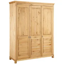otto home Kleiderschrank OTTO HOME "Rauna, mit Lamellen und Kassetten, klassischer Landhausstil, rustikal", beige (natur geölt), B:159cm H:195cm T:60cm, Massivholz, Schränke, Kleiderschrank, massive Kiefer, Metallgriffe, mehrere Varianten, zeitloses Design