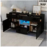 HAUSS SPOLE Sideboard Hochglanzfront Grifflose Schubladen Kommoden mit Stauraum&LED Schwarz schwarz