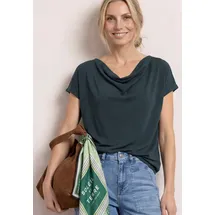 STREET ONE Silk-Look Shirt mit Waterfall-Front - grün,