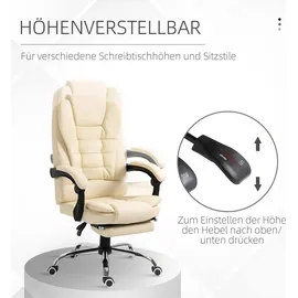 Homcom Chefsessel mit Fußstütze Neigefunktion Höhenverstellbar Armlehne
