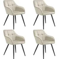 Tectake tectake® Esszimmerstuhl, gepolstert, in Samtoptik, gesteppt, schlanke Stahlbeine,