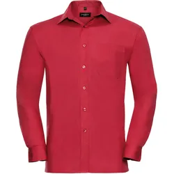 Russell Collection Klassisches Baumwoll Popeline Hemd  Langarm, classic red, S