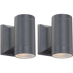 2er Set LED Außen Bereich Wand Fassaden Leuchte Down Strahler Balkon Garten ALU Lampe