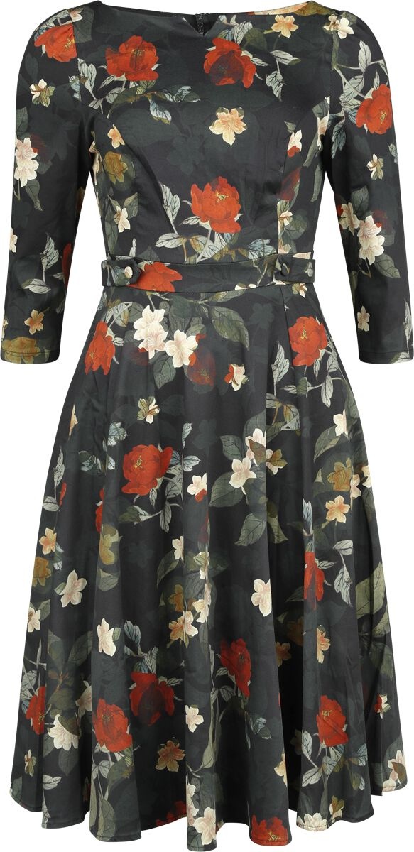 H&R London - Rockabilly Kleid knielang - XS bis 3XL - für Damen - Größe XS - multicolor - XS