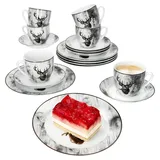 Mambocat Alois Kaffeeservice 18-tlg. weiß mit Hirsch-Dekor