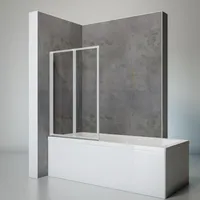 Schulte Duschwand Smart inkl. Klebe-Montage, 87 x 121 cm, 2-teilig faltbar, 3 mm Sicherheitsglas Klar hell, Alu-Natur - Grau