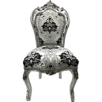 Casa Padrino Barock Esszimmer Stuhl Silber Muster / Silber - Handgefertigter Antik Stil Stuhl mit elegantem Muster - Esszimmer Möbel im Barockstil - Barock Möbel