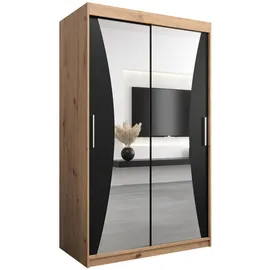 abiks möbel Schwebetürenschrank MONACO 120 x 200 x 62 cm Schwarz