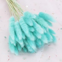 120 Stück getrockneter Hasenschwanz, Gras, blau, natürliche Hasenschwanz, Pampasgras, getrocknete Blumen, Kaninchenschwanz, Gras für Zuhause, Boho-Dekoration, Hochzeitsblumen-Arrangement