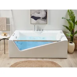 Whirlpool Badewanne weiß rechteckig mit LED 180 x 90 cm MARQUIS