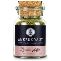 Ankerkraut Limetten Pfeffer, mit grobem schwarzem und grünem Pfeffer, Limetten-Pulver und Zitronenschale, 75g im Korkenglas