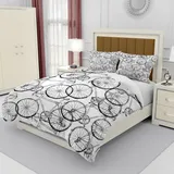 3D Fahrradmotiv Bettwäsche 240x220 cm Weich Mikrofaser Motiv Fahrrad Bettwäsche-Sets mit Reißverschluss 3 Teilig Bettbezug Set mit 2 Kissenbezug 80x80 cm