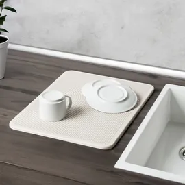 Wenko Damon schnelltrocknende Diatomit Abtropfmatte Küche Silikonfüße wasserabsorbierend Schleifpapier 40 x 30 x 0,9 cm beige