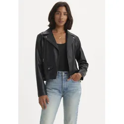 Lederimitatjacke LEVI'S "LELOU SHRUNKEN MOTO BLA", Damen, Gr. M (38), schwarz (caviar), Obermaterial: 100% Baumwolle, casual, Langarm, Jacken
