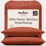 Bambaw Kissenbezug Bambus 80x80 cm, 2-er Pack, nachhaltige 100% Bambus Bettwäsche, haarschonender und kühlender Kopfkissenbezug, Oeko-Tex zertifizierte Bettwäsche (Terracotta)